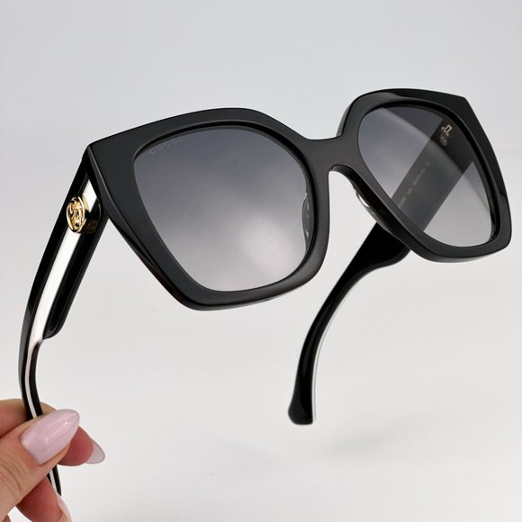 Gucci GG1300S 004 Sunglasses Black Gray Gradient Square Women GG 1300S - Picture 1 of 14